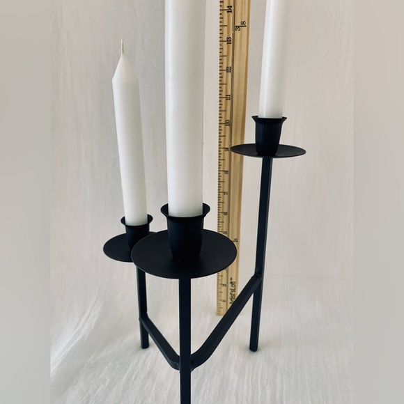 Elegant Black Metal Candle Holder with Candles - Picture 6 of 9